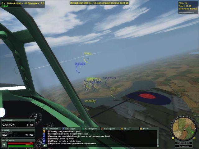 In-game screenshot from a cockpit over the front