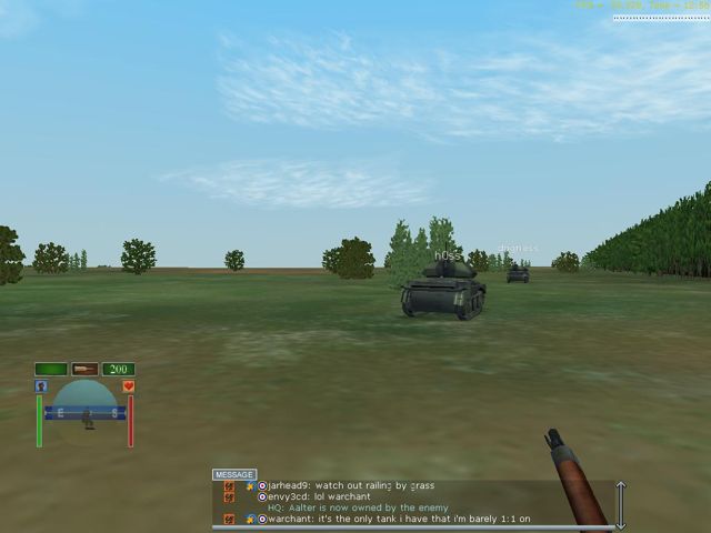 In-game screenshot: 3CD tanks rolling out in a column