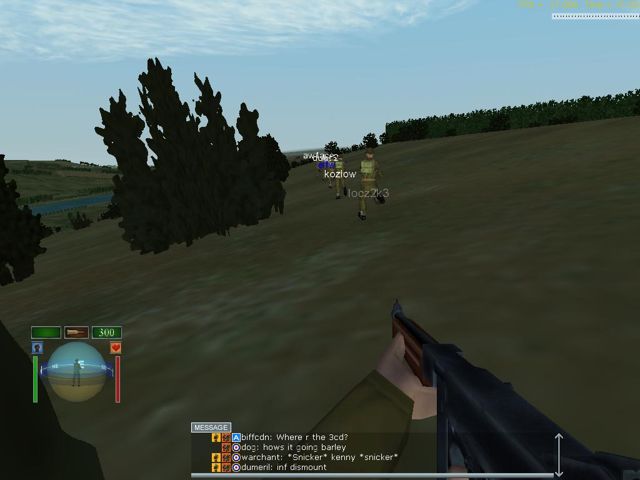 In-game screenshot: 3CD squad mates moving up a hill