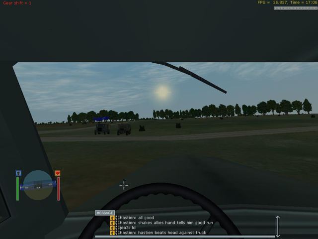 Screenshot: the finish of the Betty vs Opel race, seen from Jea3’s truck