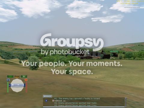 Looking out over the countryside at Namur, 3CD’s home, with the squad chat running (in-game screenshot)